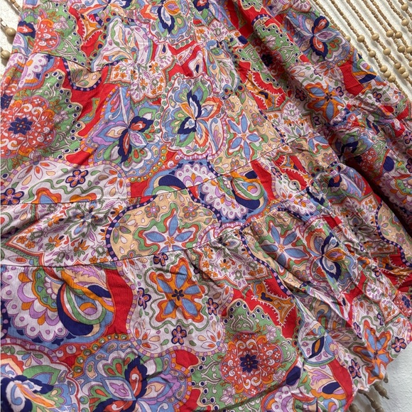 Easel Vibrant Paisley Smocked Boho Indie Fairycore Cottage Retro Maxi Dress Med - Picture 4 of 7